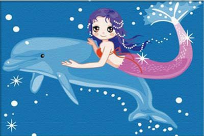 Diy oil painting, paint by number kits for kids - Mermaid 20X30cm.