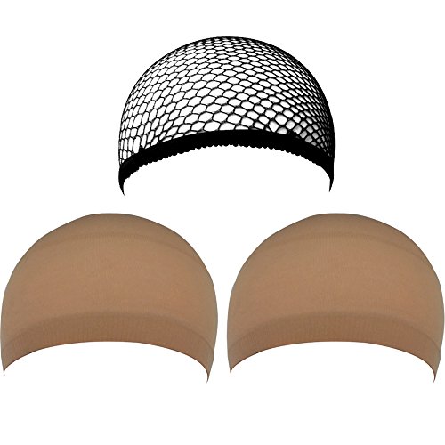 eBoot 3 Pack Wig Caps (Neutral Nude Beige and Black Mesh)