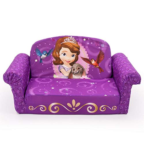 Marshmallow Furniture 2-in-1 Flip Open Couch Bed Sleeper Sofa Kid's Furniture for Ages 18 Months and Up, Sofia The First