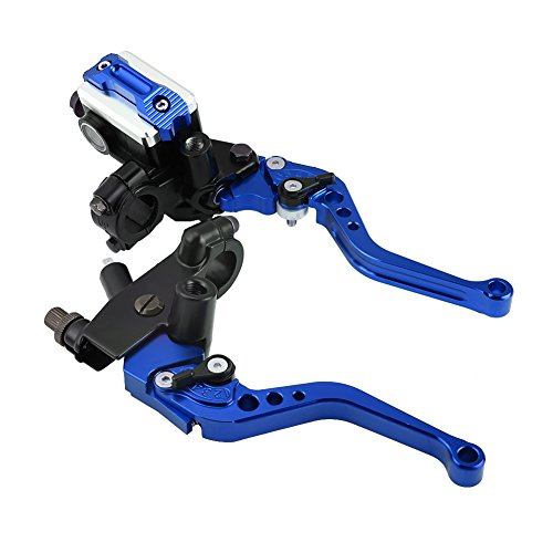 Acouto Motorcycle Modification 7/8' (22mm Universal Hydraulic Brake + Clutch Lever Left and Right Pair Metal Oil Cup Suitable for Most Motorcycles (Blue)