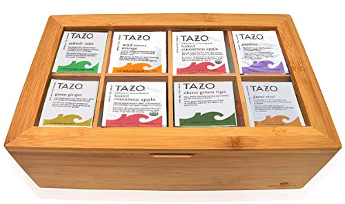 Tazo Tea Bags Sampler Assortment Gift Box - 80 Count - 14 Different Flavors Perfect Variety Pack in Bamboo Gift Box - Gift for Family, Friends, Coworkers – Passion Fruit, Awake English Breakfast ...