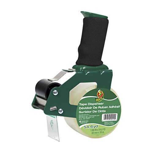 Duck Brand Standard Tape Gun with Foam Handle, Includes 1 Roll of 54 Yard Standard Tape (669332), Green/Black