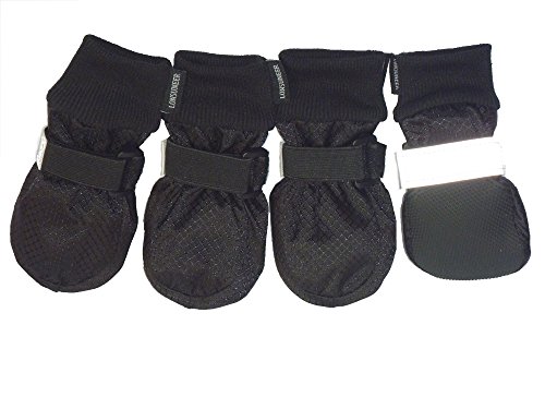 LONSUNEER Paw Protector Dog Boots Soft Sole Nonslip and Reflective Set of 4 Color Black Size Small