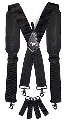 Tool Belt Suspenders- Heavy Duty Work Suspenders for Men, Tool Harness, Adjustable, Comfortable and Padded -Includes- Tool Belt Loops and Strong Trigger Snap Clips by ToolsGold