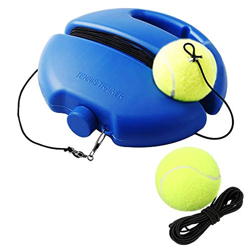 SIEBIRD Tennis Trainer Rebound Ball - Solo Tennis Self-Study Practice Trainer Gear - Complete Tennis Rebounder Tennis Training Equipment Kit with 2 Elastic Ropes & 2 Balls, 1 Trainer Base