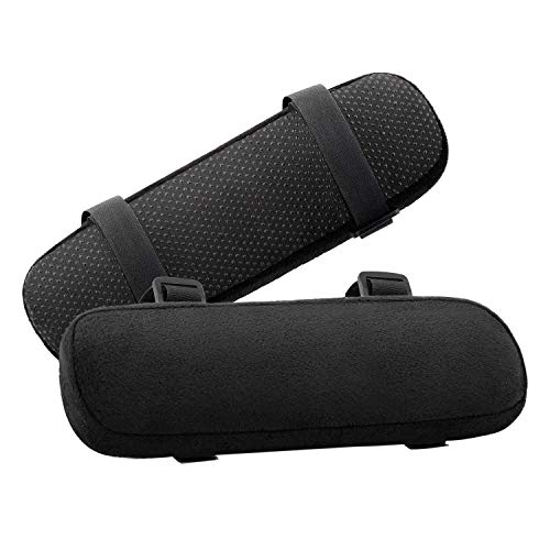 MOSISO Chair Armrest Pads (2 Pack), Memory Foam Home/Office Chair Arm Cover Comfy Computer Gaming Chair Cushion Removable Washable Elbow Support Forearm Pressure Relief, Black