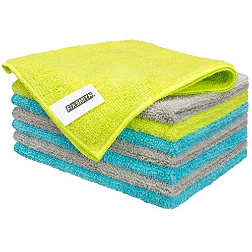 FIXSMITH Microfiber Cleaning Cloth - Pack of 8, All-Purpose Cleaning Towels, Size: 12 x 16 in, Highly Absorbent Cleaning Rags, Lint-Free, Streak-Free Cleaning Cloths for Car Kitchen Home Office.