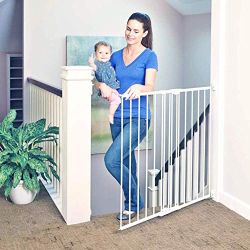 Toddleroo by North States 47.85' wide Tall Easy Swing & Lock Gate: Ideal for standard stairways. Hardware mount. Fits openings 28.68' - 47.85' wide (36' Tall, Soft White)