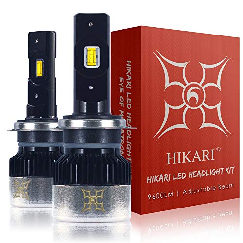 HIKARI H7 LED Headlight bulbs, New Gen of Japanese CSP LED Tech, Adjustable Beam, Easy install, 10000lm 6K Cool White IP68