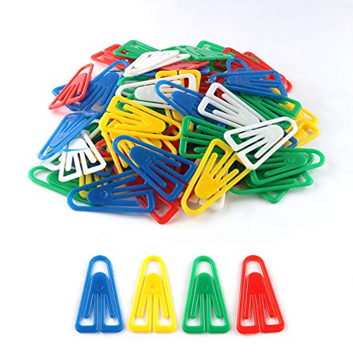 E-outstanding 200pcs Plastic Paper Clips 35mm Long Mixed Color Triangle Clips