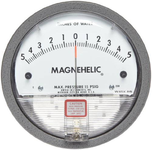 Dwyer Magnehelic Series 2000 Differential Pressure Gauge, Range 5-0-5'WC