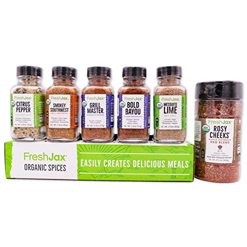 FreshJax Premium Gourmet Organic Spices and Seasonings, Gift Box (Set of 6) (BBQ & Grill Lovers)