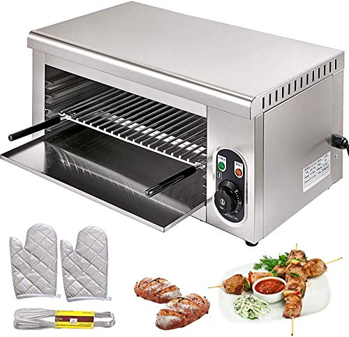 Salamander Broiler Countertop Grill, Electric Cheesemelter Stainless Steel 110V 2000W Adjustable Grid Salamander Oven 50-300℃ for Home and Restaurant Commercial Use, 24'x 12' x 10.5' US Stock