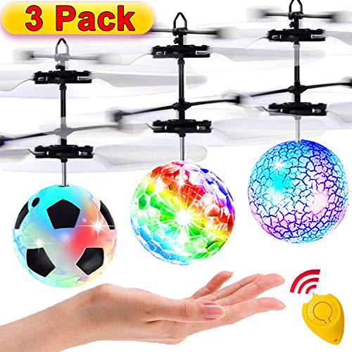 3 Pack Flying Ball Kids Toys RC Flying Toys Hand Control Helicopter Infrared Induction Holiday Toy for Boys RC Flying Light Up Toy Indoor Outdoor Game Remote Control Drone Rechargeable