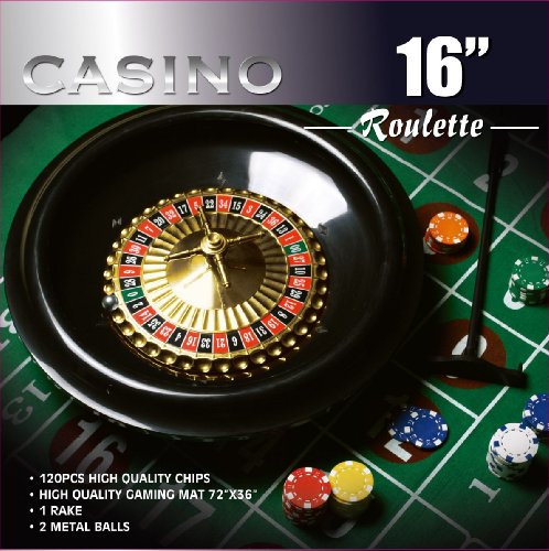 DA VINCI 16-Inch Roulette Wheel Game Set with 120 11.5-Gram Chips, Full Size 3'x6' Felt Layout, and Rake