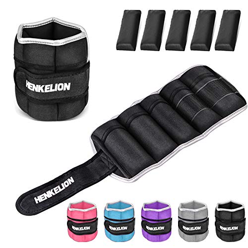 Henkelion 1 Pair 4Lbs Adjustable Ankle Weights for Women Men Kids, Wrist Weights Ankle Weights Sets for Gym, Fitness Workout, Running, Lifting Exercise Leg Weights - Each 2 Lbs Black