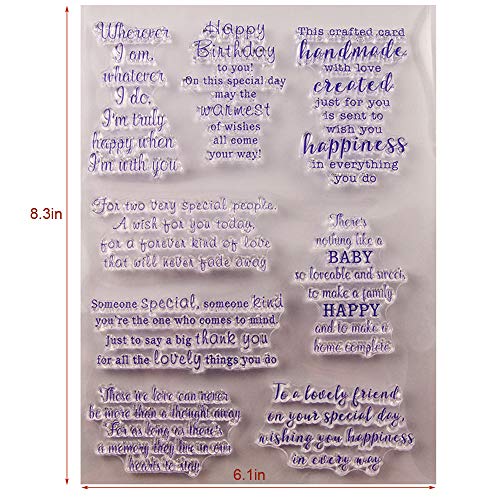 Happy Birthday Someone Special Thank You Happiness Words Clear Rubber Stamps for Card Making and Scrapbooking Birthday Valentine's Day Silicone Stamps (T1598)