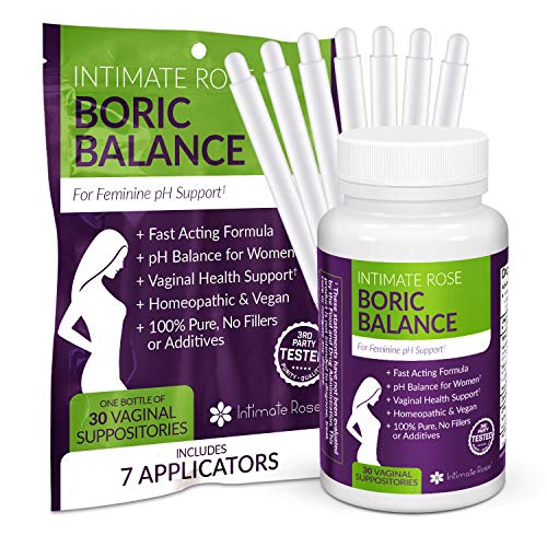 Boric Acid Vaginal Suppositories - 30 Count (600mg) + 7 Applicators - Balance pH, Vaginal Odor, Promote Vaginal Health