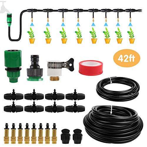 Drip Irrigation Kits,42ft Garden Irrigation System,DIY Plant Watering System,1/2' & 1/4' Blank Distribution Tubing Watering Drip Kit,Automatic Irrigation Equipment Set for Garden Greenhouse,Patio,Lawn