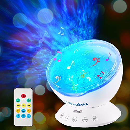 Ocean Wave Projector, Ohuhu Night Light Projector, 12 LED 7 Colors Changing, Night Light for Kids, Undersea Projector Lamp for Kids Gifts Bedroom Living Room Decoration