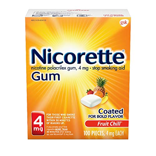 Nicorette 4 mg Nicotine Gum to Quit Smoking - Fruit Chill Flavored Stop Smoking Aid, 100 Count