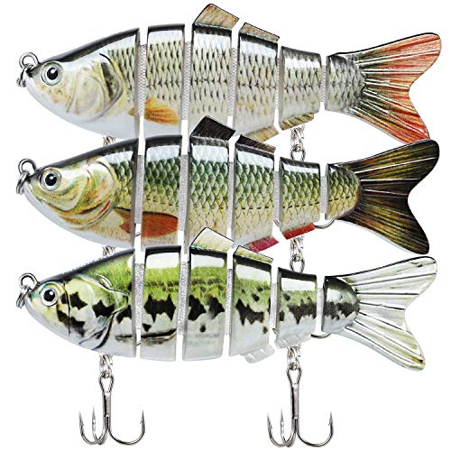 TRUSCEND Fishing Lures for Bass 3.9' Multi Jointed Swimbaits Slow Sinking Hard Lure Fishing Tackle Kits Lifelike