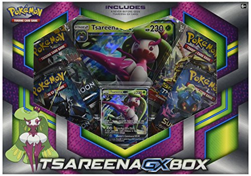 Pokemon TCG: Tsareena-Gx Box - 4 Booster Pack with A Foil Promo Card & 1 Foil Oversize Card