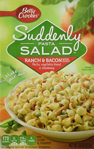 Betty Crocker, Suddenly Salad, Pasta Ranch & Bacon, 7.5oz Box (Pack of 4)