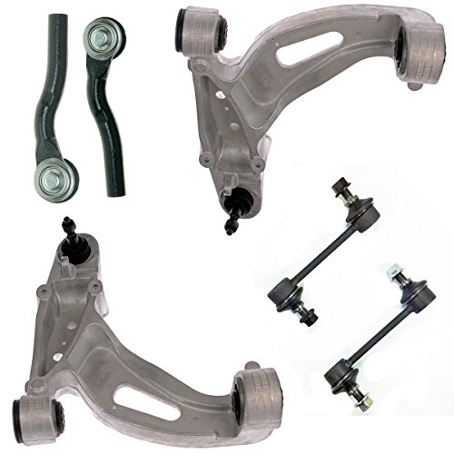 Detroit Axle - Pair (2) Front Lower Control Arm Assemblies w/Ball Joints and Front Sway Bar End Links & Outer Tie Rod Ends - Soft Ride Suspension Only
