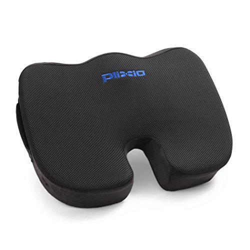 Plixio Memory Foam Seat Cushion - Chair Pillow for Sciatica, Coccyx, Back & Tailbone Pain Relief - Orthopedic Chair Pad for Support in Office Desk Chair, Car, Wheelchair & Airplane