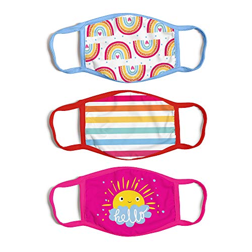 ABG Accessories 3-Pack Kid Fashionable Germ Protection, Reusable Fabric Face Mask Age, Sunshine Design, Girls 4-14