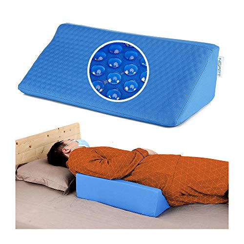 NEPPT Wedge Pillows for Sleeping Bed Gel Wedges Body Positioners 30 Degree Incline Wedge Pillow for Adults, Back Pain, Bed Sore Medical Foam Elevated Legs Bolster (Blue-Gel)