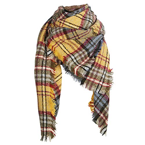 Nakerfop Fall Winter Scarfs Blanket Plaid Scarf for Women Tartan Warm Soft Fashion Scarves Chunky Shawl Cape