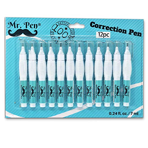 Mr. Pen- Correction Pen, Correction Fluid, Pack of 12, Correction liquid White, White Correction Fluid, White Fluid, White Out, Wipe Out Liquid, Wide Out Fluid, White Correction Tape Pen Fluid