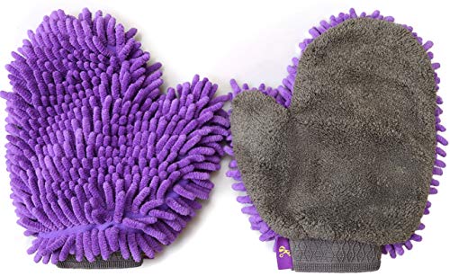 Hertzko 2 Pack Pet Drying Towel Mitt Ultra Absorbent - Great for Drying Dog or Cat Fur After Bath