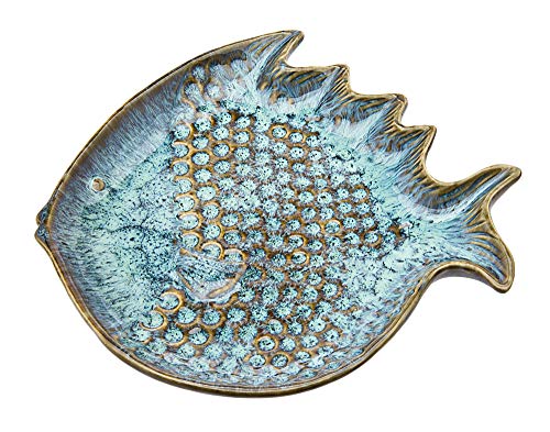Fish Plate Accent Platter Dessert Appetizer Server Decor Blue Ceramic by Godinger