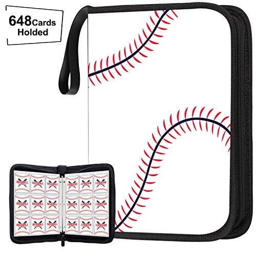 648 Pockets Baseball Card Binder for Baseball Trading Cards, Display Case with Baseball Card Sleeves Card Holder Protectors Set for Football Card and Sports Card