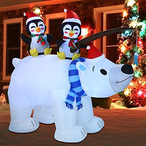 Joiedomi Christmas Inflatable Decoration 6.5 FT Inflatable Holiday Winter Polar Bear with Build-in LEDs Blow Up for Christmas Party Indoor, Outdoor, Yard, Garden, Lawn Décor.