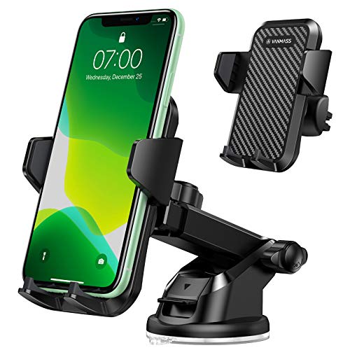 VANMASS Universal Car Phone Mount,Patent & Safety CertsUpgraded Handsfree Stand, Dash Windshield Air Vent Phone Holder for Car, Compatible iPhone 11 Pro Xs Max XR X 8 7 6, Galaxy s20 Note 10 9 Plus
