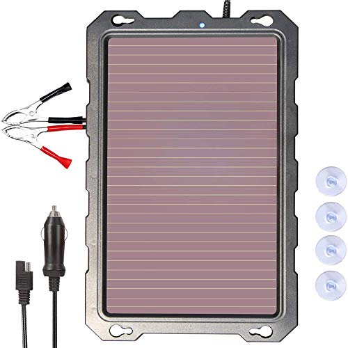 POWOXI 3.3W-Solar-Battery-Trickle-Charger-Maintainer -12V Portable Waterproof Solar Panel Trickle Charging Kit for Car, Automotive, Motorcycle, Boat, Marine, RV, Trailer, Powersports, Snowmobile, etc.