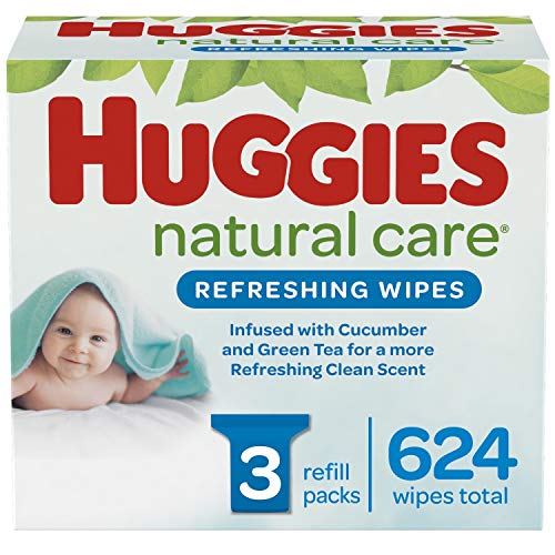 Huggies Natural Care Refreshing Baby Wipes, Scented, 3 Refill Packs (624 Wipes Total)