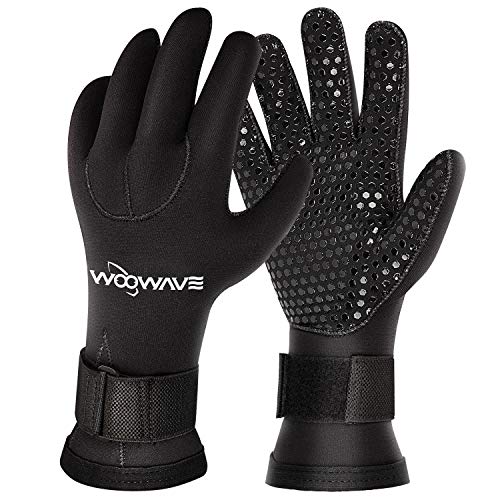 WOOWAVE Diving Gloves 3mm Premium Double-Lined Neoprene Wetsuit Gloves with Adjustable Strap for Men Women Scuba-Diving Snorkeling Surfing Kayaking All Water Sports (X-Large)