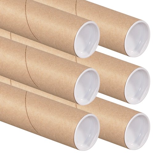 Create-A-Box The Art Wall P2024K-6 Kraft Mailing Tubes with Caps, 2-Inch by 24-Inch, Pack of 6