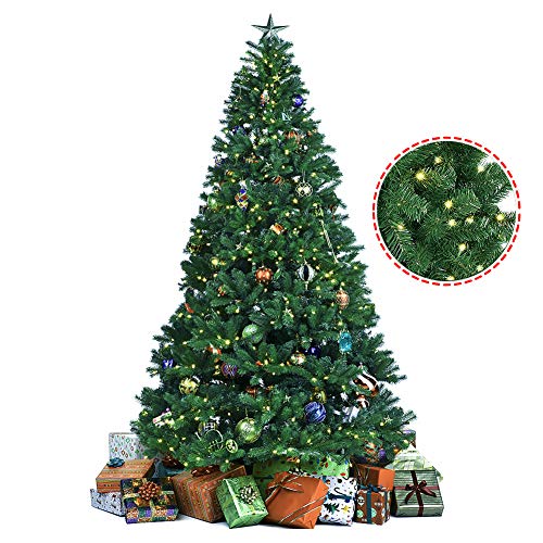 Wisita Artificial Christmas Tree, 9 Feet Christmas Tree with 500 Pre-Lit LED Hinged PVC Holiday Decor Tree, Easy Assembly (9FT-1)