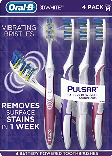 Oral-B Pulsar Vibrating Bristles Toothbrush, Medium, 4 Pack (Colors May Vary)