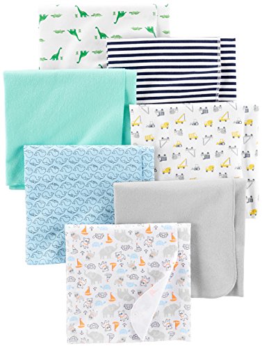 Simple Joys by Carter's Baby Boys' 7-Pack Flannel Receiving Blankets, Trucks/Animals/Dino/Whales, One Size