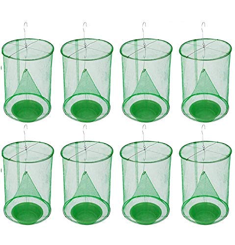 Dwcom 8 Pack Ranch Fly Trap, Garden Fly Catcher Cage, Effective Gnat Traps for Orchard, Farm, Outdoor