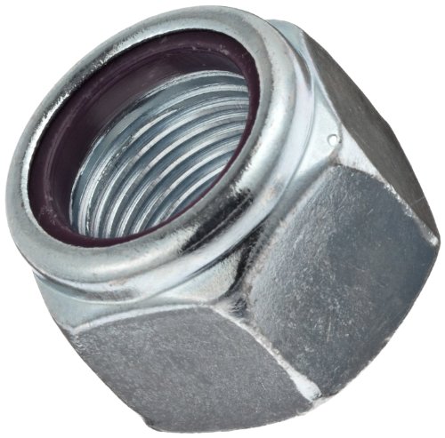 Steel Hex Nut, Zinc Plated Finish, Grade 5, Self-Locking Nylon Insert, Right Hand Threads, 1/2'-13 Threads, 0.837' Width Across Flats (Pack of 50)