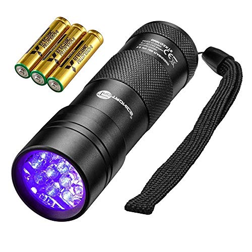 TaoTronics Black Light, 12 LEDs 395nm UV Blacklight Flashlights Detector for Pets Urine and Stains with 3 Free AAA Batteries