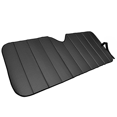 Motor Trend Front Windshield Sunshade - Black Accordion Folding Auto Shade for Car Truck SUV 58' x 24'